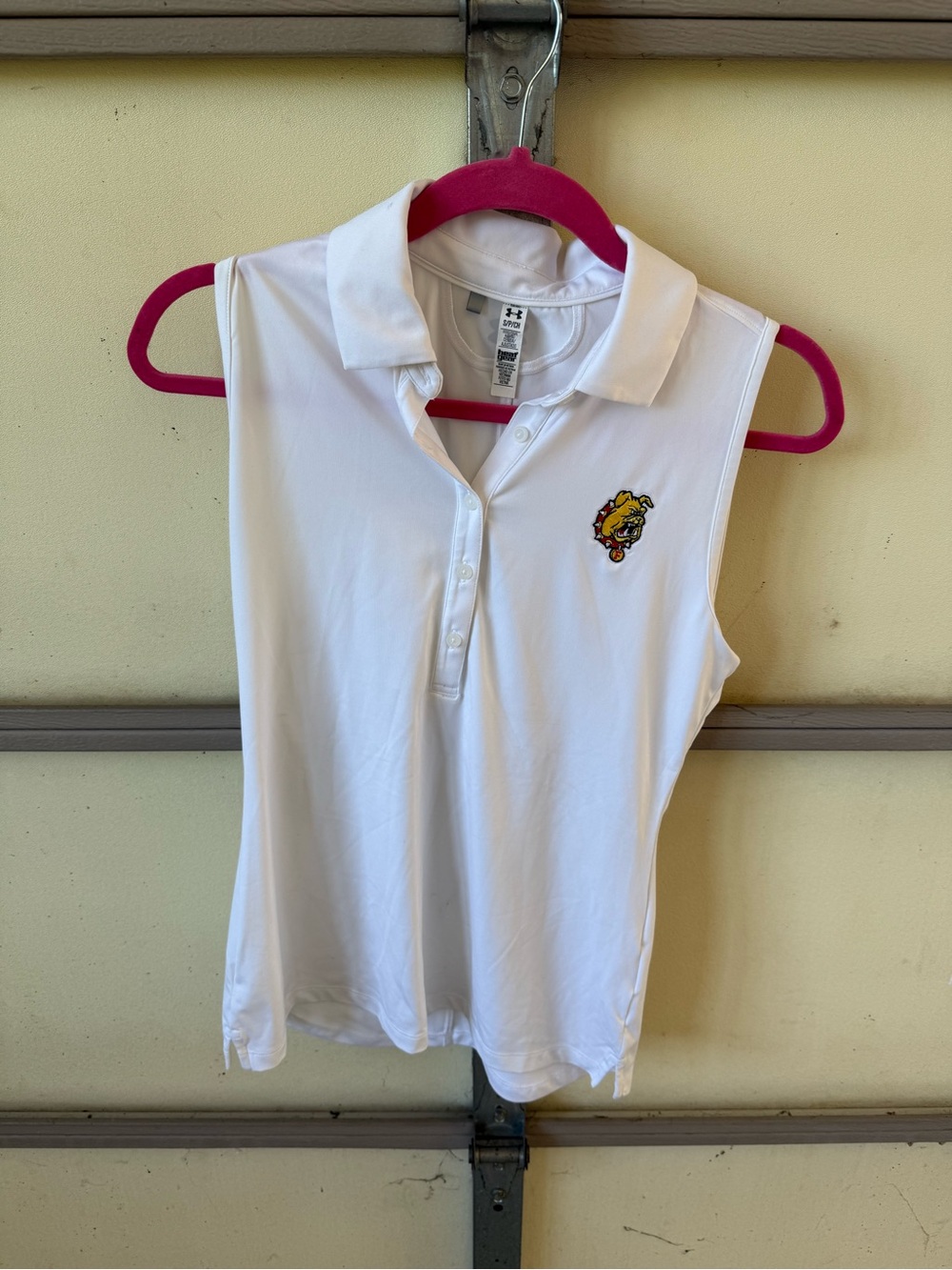 Under Armour White Girls' Sleeveless Polo with Mascot Patch
